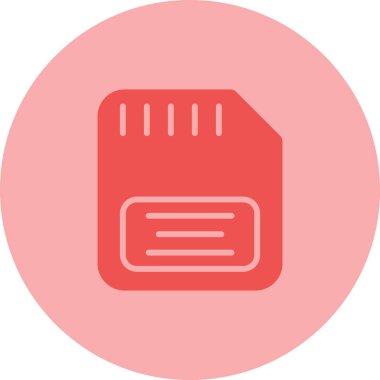 Bellek Kart Simgesi Vektörü, Katı İllüstrasyon, Beyaz Üzerine Resimli Grafik