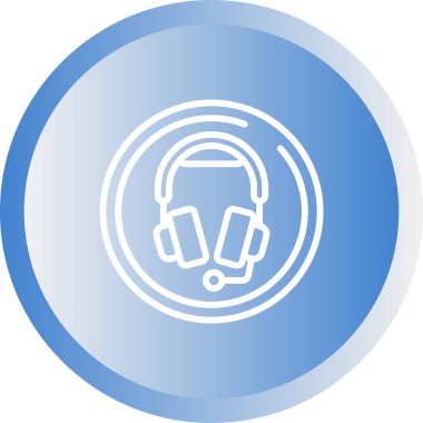 Mikrofon web simgesi, vektör illüstrasyonlu kulaklıklar