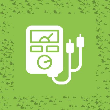 Analog çoklu metre çizgi simgesi, test edici, ölçüm aracı beyaz arkaplanda izole edilmiş basit bir şekilde. Akım, direnç, voltaj ölçümü. Beyaz üzerine izole edilmiş basit biçimdeki vektör işareti