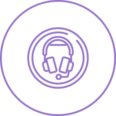 Mikrofon web simgesi, vektör illüstrasyonlu kulaklıklar