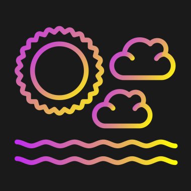 Bulutlu güneş, web simgesi, basit tasarım 