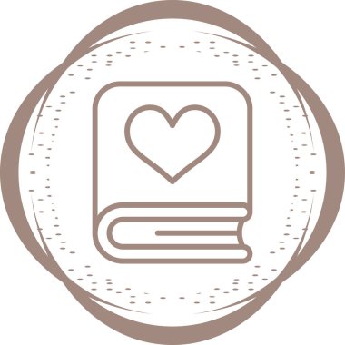 Romantik şiir kitabı ikonu, vektör illüstrasyonu  