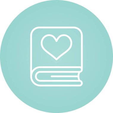 Romantik şiir kitabı ikonu, vektör illüstrasyonu  