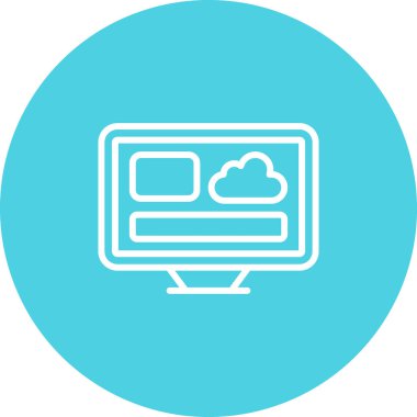 Masaüstü bilgisayar simgesi, vektör illüstrasyonu basit tasarım