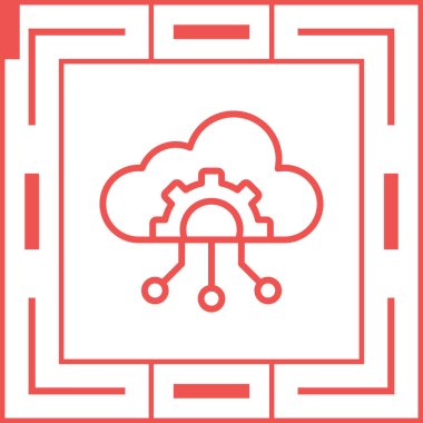 Bulut Yönetimi Simgesi, Vektör İllüstrasyonu 