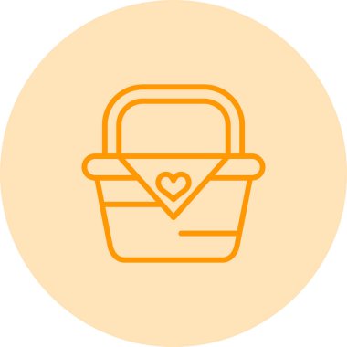 Romantik piknik sepeti web simgesi, basit vektör illüstrasyonu