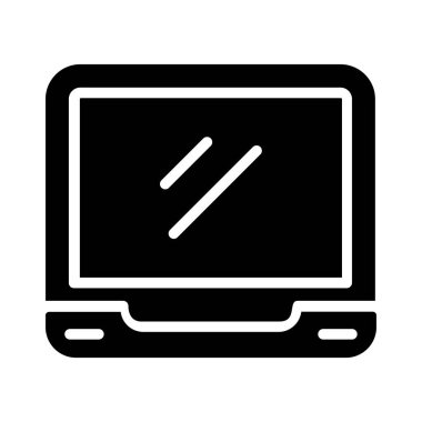 dizüstü bilgisayar glyph düz vektör simgesi