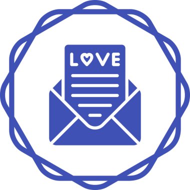 Romantik aşk mektubu simgesi, vektör illüstrasyonu 