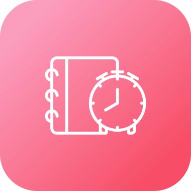 Alarmlı saat web simgesine sahip not defteri basit illüstrasyon