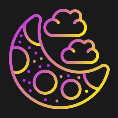 Ay ve bulutların vektör illüstrasyonu web simgesi