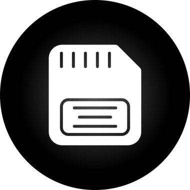 Bellek Kart Simgesi Vektörü, Katı İllüstrasyon, Beyaz Üzerine Resimli Grafik