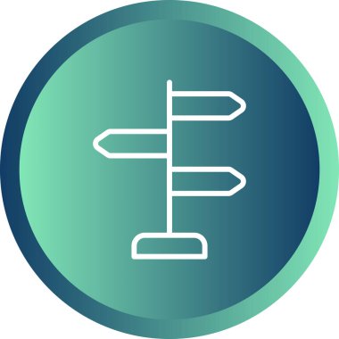 Turist rotası illüstrasyonunda ahşap tabela 