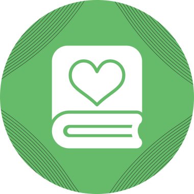 Romantik şiir kitabı ikonu, vektör illüstrasyonu  