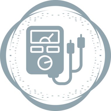 Analog çoklu metre çizgi simgesi, test edici, ölçüm aracı beyaz arkaplanda izole edilmiş basit bir şekilde. Akım, direnç, voltaj ölçümü. Beyaz üzerine izole edilmiş basit biçimdeki vektör işareti