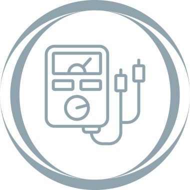 Analog çoklu metre çizgi simgesi, test edici, ölçüm aracı beyaz arkaplanda izole edilmiş basit bir şekilde. Akım, direnç, voltaj ölçümü. Beyaz üzerine izole edilmiş basit biçimdeki vektör işareti