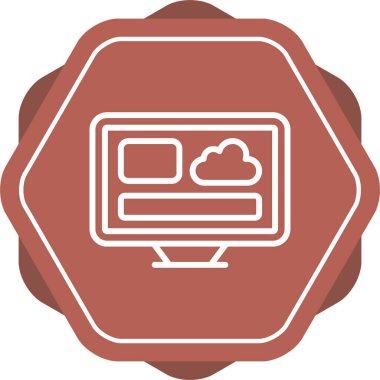 Masaüstü bilgisayar simgesi, vektör illüstrasyonu basit tasarım