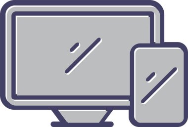 Masaüstü bilgisayar simgesi, vektör illüstrasyonu basit tasarım