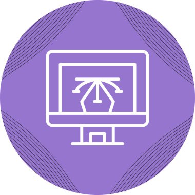 Bilgisayar ekranında vektör tasarımı simgesi, vektör illüstrasyonu