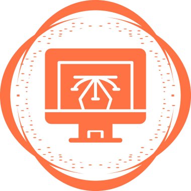 Bilgisayar ekranında vektör tasarımı simgesi, vektör illüstrasyonu