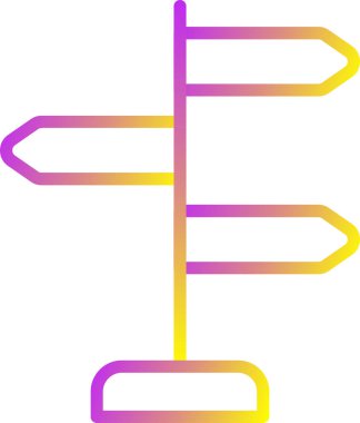 Turist rotası illüstrasyonunda ahşap tabela 