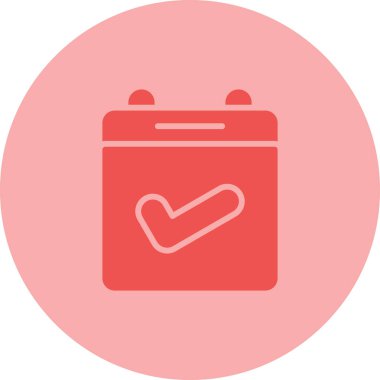 Takvim ve çek işareti. Web simgesi basit illüstrasyon