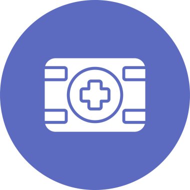 Tıbbi haç simgesine sahip paket, vektör illüstrasyonu 