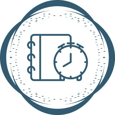 Alarmlı saat web simgesine sahip not defteri basit illüstrasyon