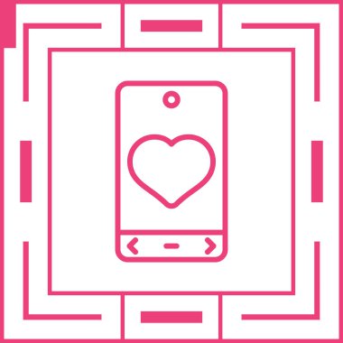 Telefon ekranı vektör resimlemesindeki kalp simgesi