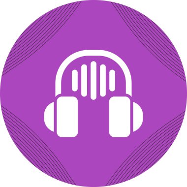 Kulaklıklı müzik simgesi, vektör illüstrasyonu 