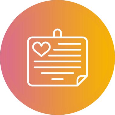  Aşk Notu Web simgesi vektör illüstrasyonu