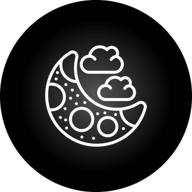 Ay ve bulutların vektör illüstrasyonu web simgesi