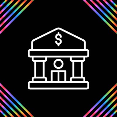 Banka binası simgesi vektör illüstrasyonu
