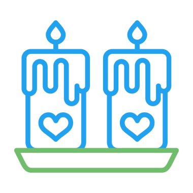 Aşk mumları simgesi, vektör illüstrasyonu