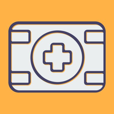 Tıbbi haç simgesine sahip paket, vektör illüstrasyonu 