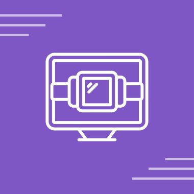 Masaüstü bilgisayar simgesi, vektör illüstrasyonu basit tasarım