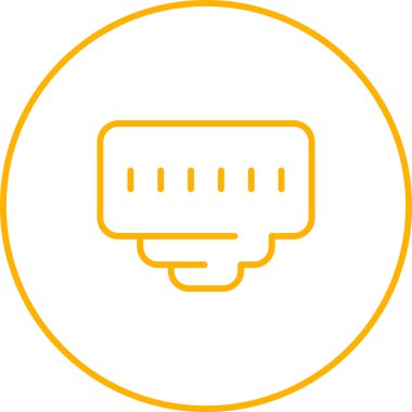 Ethernet Port Simgesi, Lan Ağ Portu, İletişim Portu Sanatı İllüstrasyonu