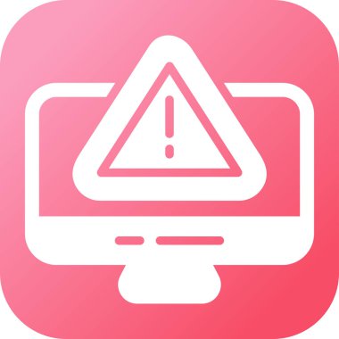 Siber risk işareti web simgesine sahip bilgisayar monitörü basit tasarım