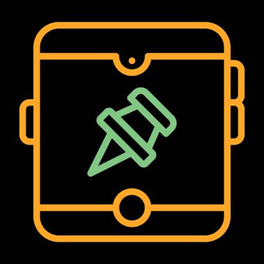 Tablet simgesi, sosyal medya, Instagram pin sembolü, vektör illüstrasyonlu raptiye 