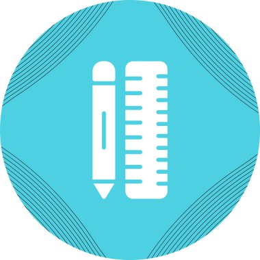 Cetvelli kalem. Web simgesi basit illüstrasyon