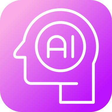 Yapay Zeka web simgesi, basit vektör illüstrasyonu