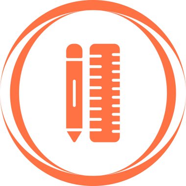 Cetvelli kalem. Web simgesi basit illüstrasyon