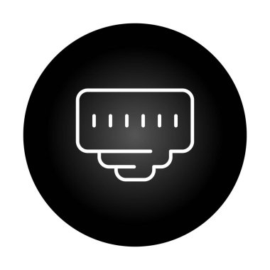 Ethernet Port Simgesi, Lan Ağ Portu, İletişim Portu Sanatı İllüstrasyonu