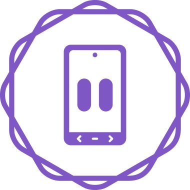 Akıllı telefondan multimedya oynatıcı, duraklat düğmesi. Web simgesi basit illüstrasyon