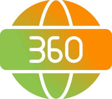 360 Derece sembolü, ağ simgesi, vektör illüstrasyonu 