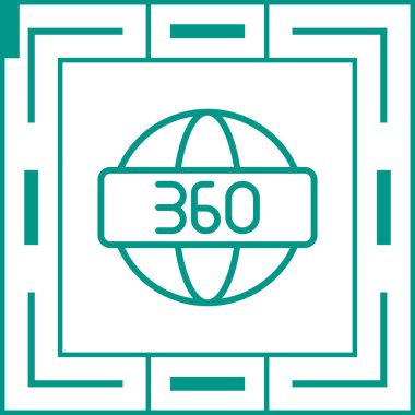 360 Derece sembolü, ağ simgesi, vektör illüstrasyonu 