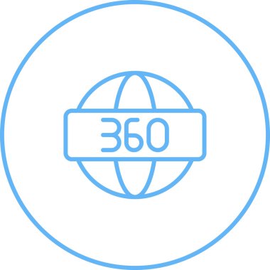 360 Derece sembolü, ağ simgesi, vektör illüstrasyonu 