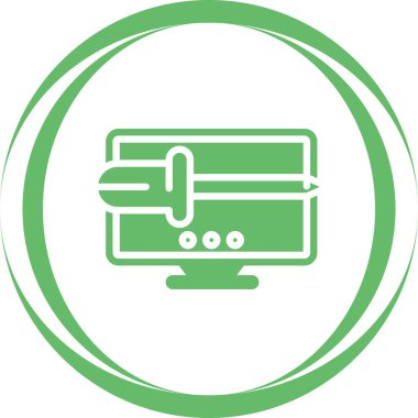 Masaüstü bilgisayar simgesi, vektör illüstrasyonu basit tasarım