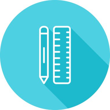 Cetvelli kalem. Web simgesi basit illüstrasyon