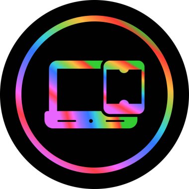 Laptop web simgesine sahip akıllı telefon, basit illüstrasyon 