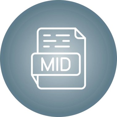 MID dosya biçimi, uzantı simgesi. Vektör illüstrasyonu